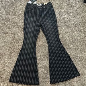 Strip Western High Rise Bell Bottom Stretch Jeans